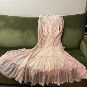 Vintage Gunne Sax prairie dress small light pink